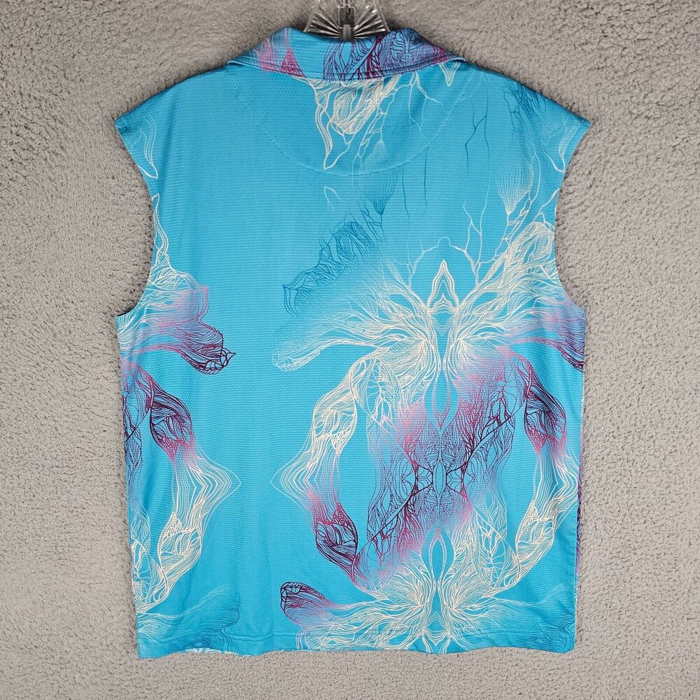 Nike Golf Floral Tank Top Polo Blue Sleeveless Embroidered - Picture 2 of 9